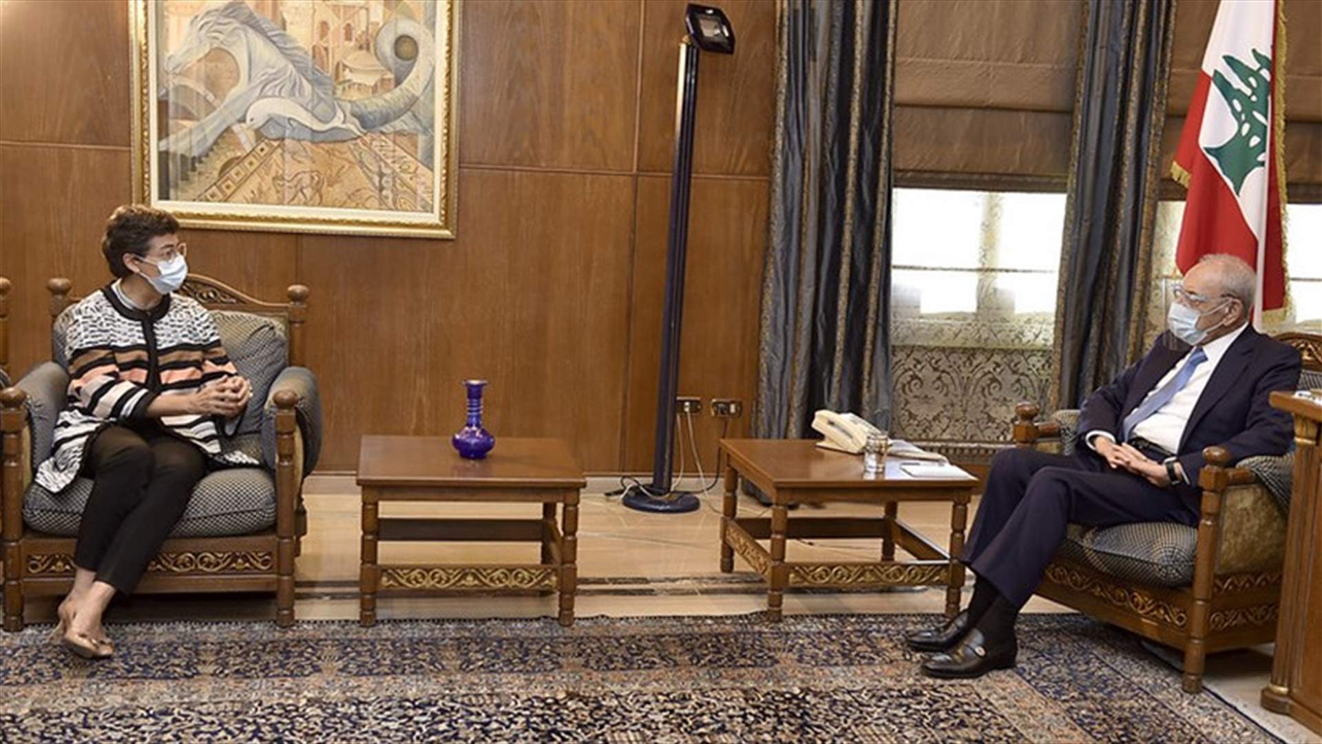 بري التقى وزيرة الخارجية الاسبانية ورئيس الوفد اللبناني في مفاوضات ترسيم الحدود البحرية