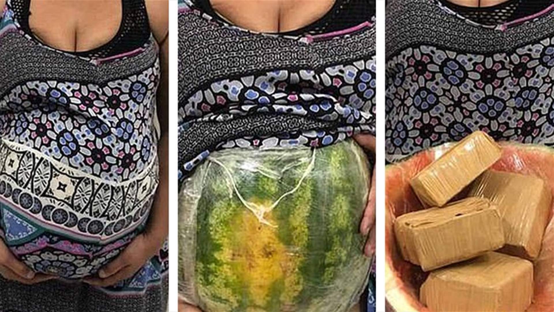 برازيلية تضع نصف بطيخة ببطنها...تظاهرت بالحمل لتهريب المخدّرات (صورة)