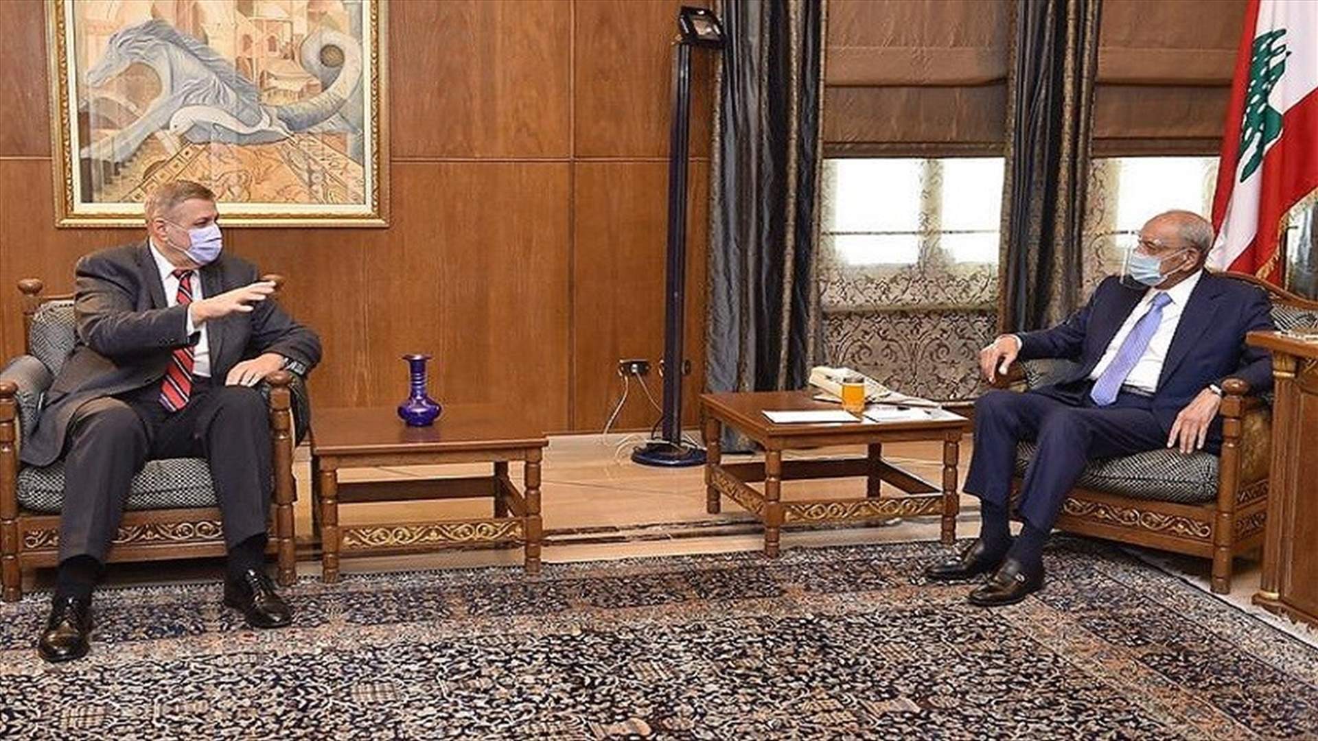 بري استقبل كوبيتش وعرض الاوضاع العامة وترسيم الحدود مع السفيرة الأميركية