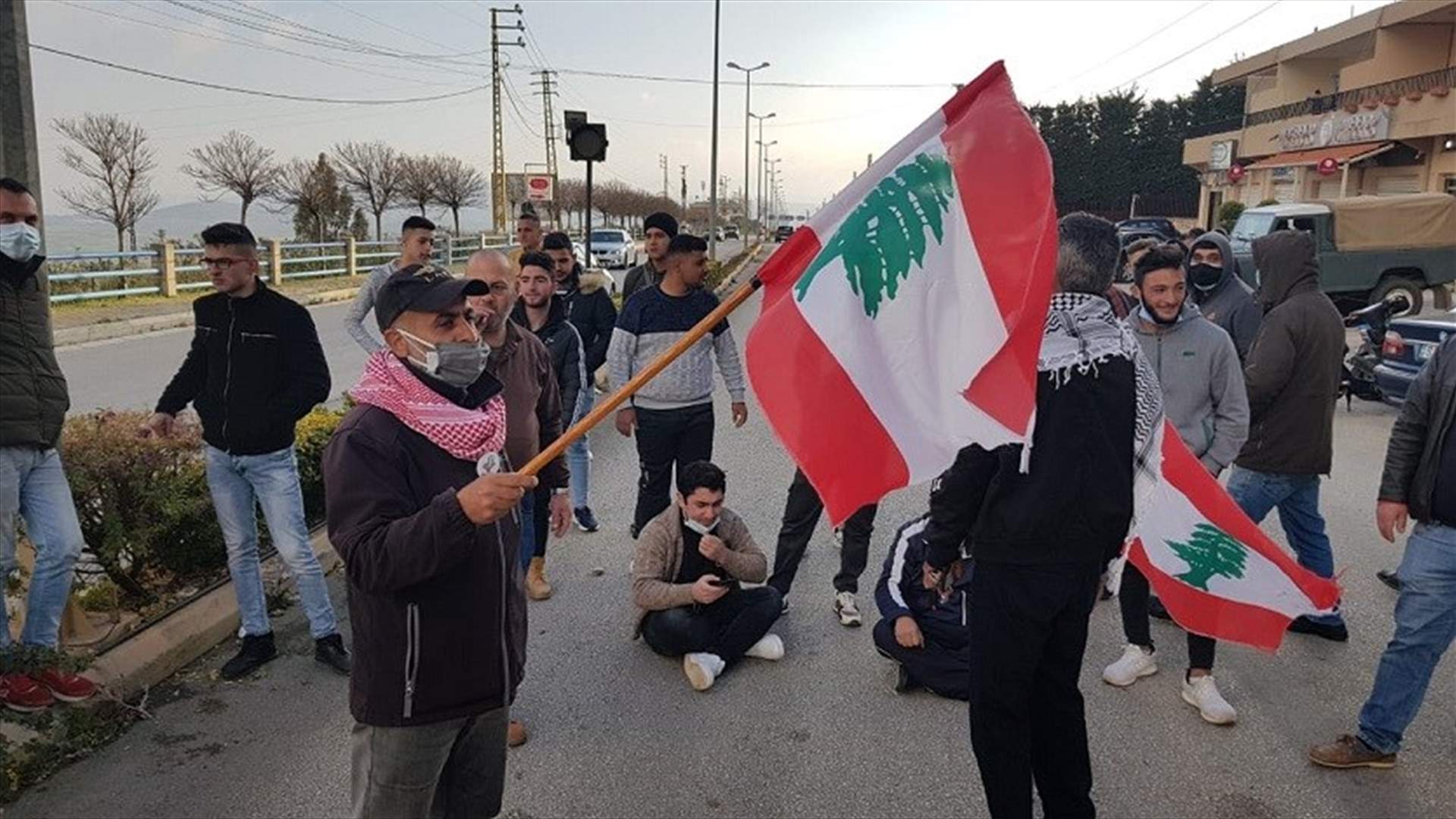 قطع طريق العام مرجعيون وحاصبيا... صورة