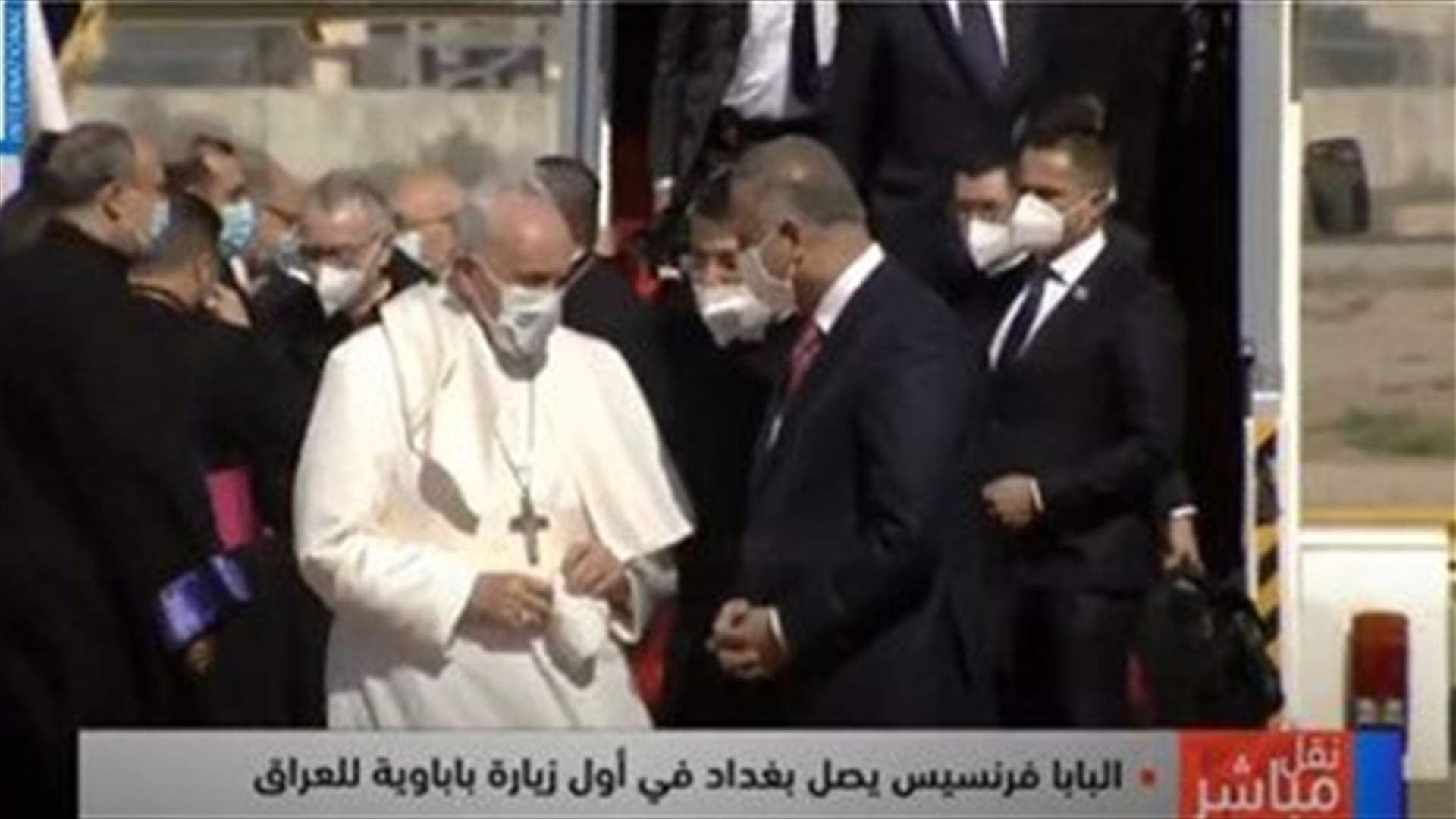 Pope Francis arrives in Baghdad for risky, historic Iraq tour-[VIDEO]
