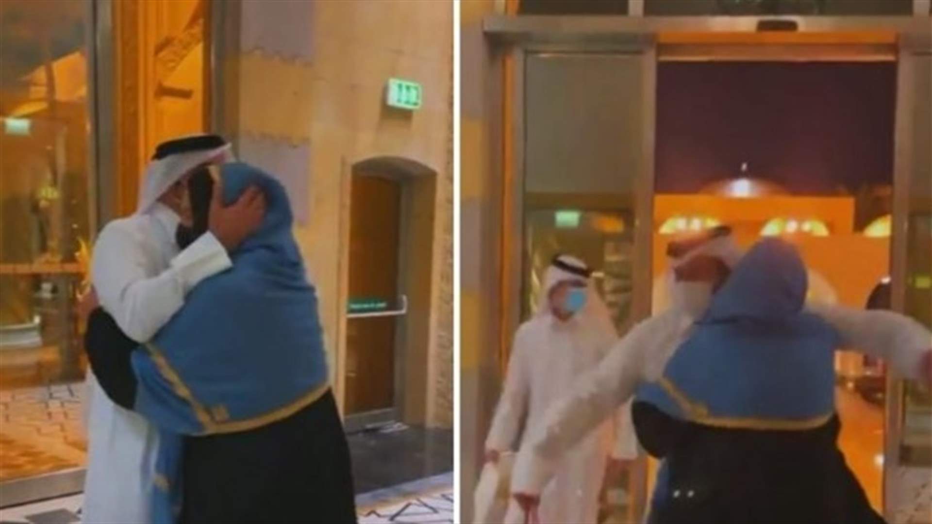 لقاء أحلام الشامسي ومبارك الهاجري بعد غياب سنة... قبلات وأحضان في المطار (فيديو)