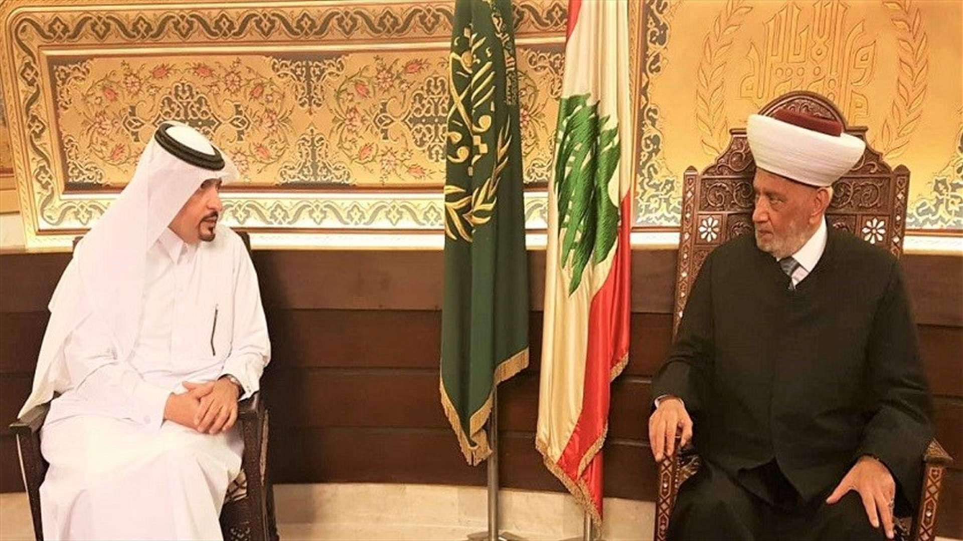 مفتي الجمهورية بحث مع الجابر في تعزيز التعاون بين لبنان وقطر والتقى رحمة وزوارا
