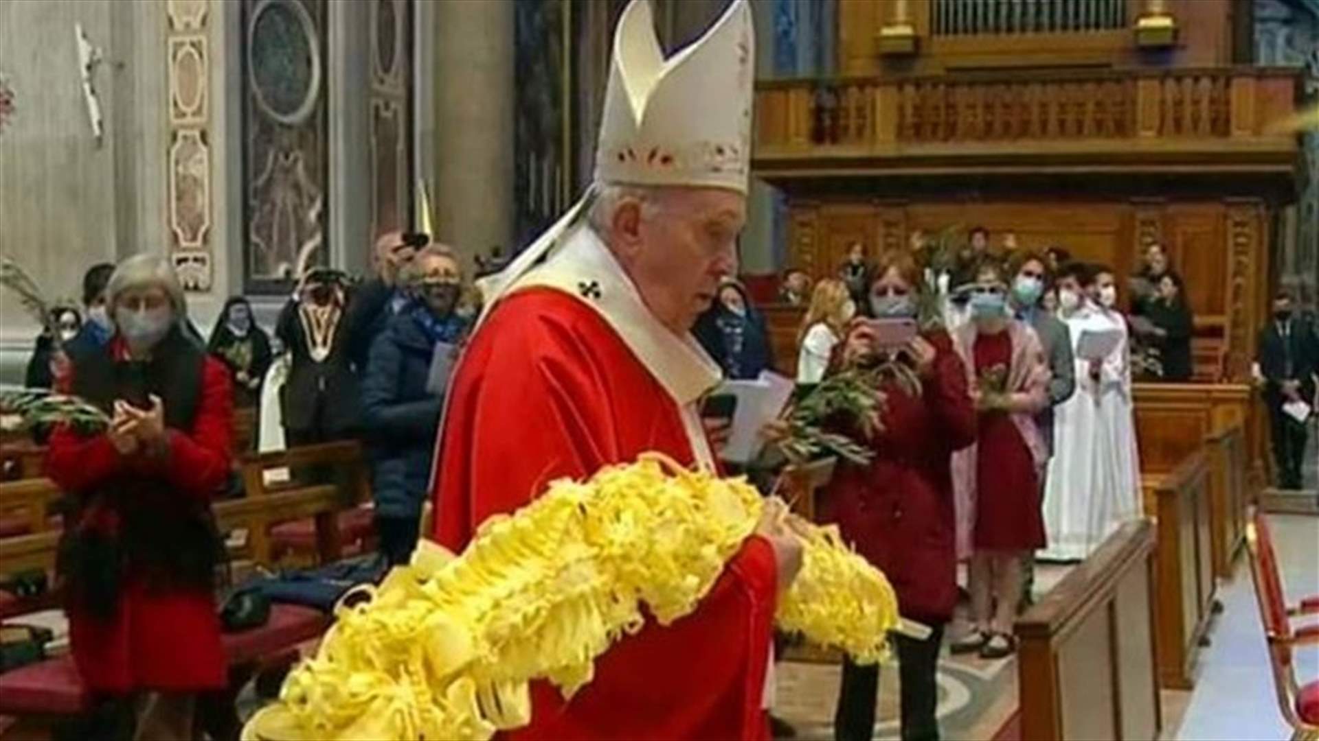 Pope leads scaled-down Palm Sunday service, says remember the downtrodden