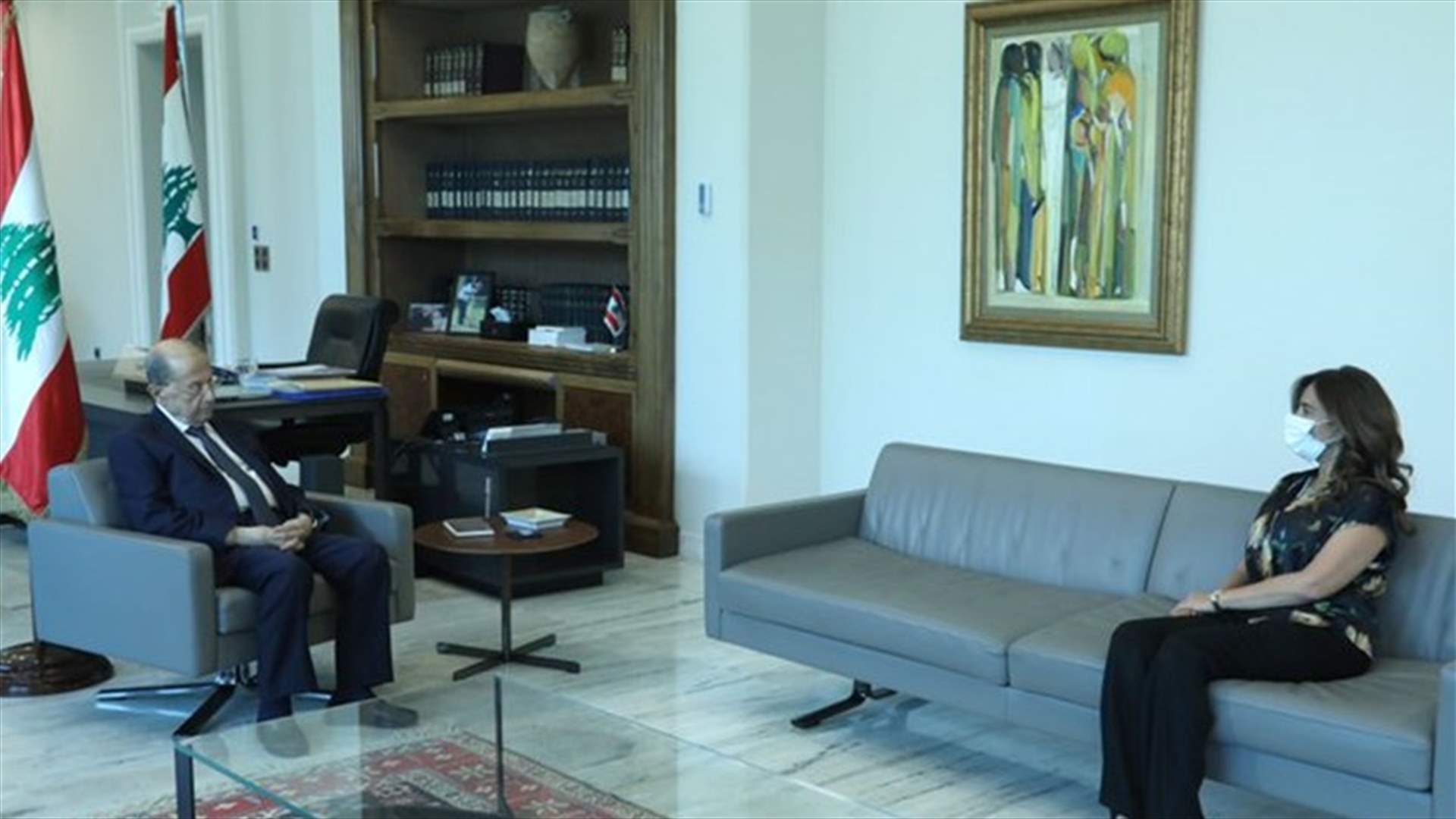 عون بحث وعكر في استئناف المفاوضات غير المباشرة لترسيم الحدود البحرية الجنوبية