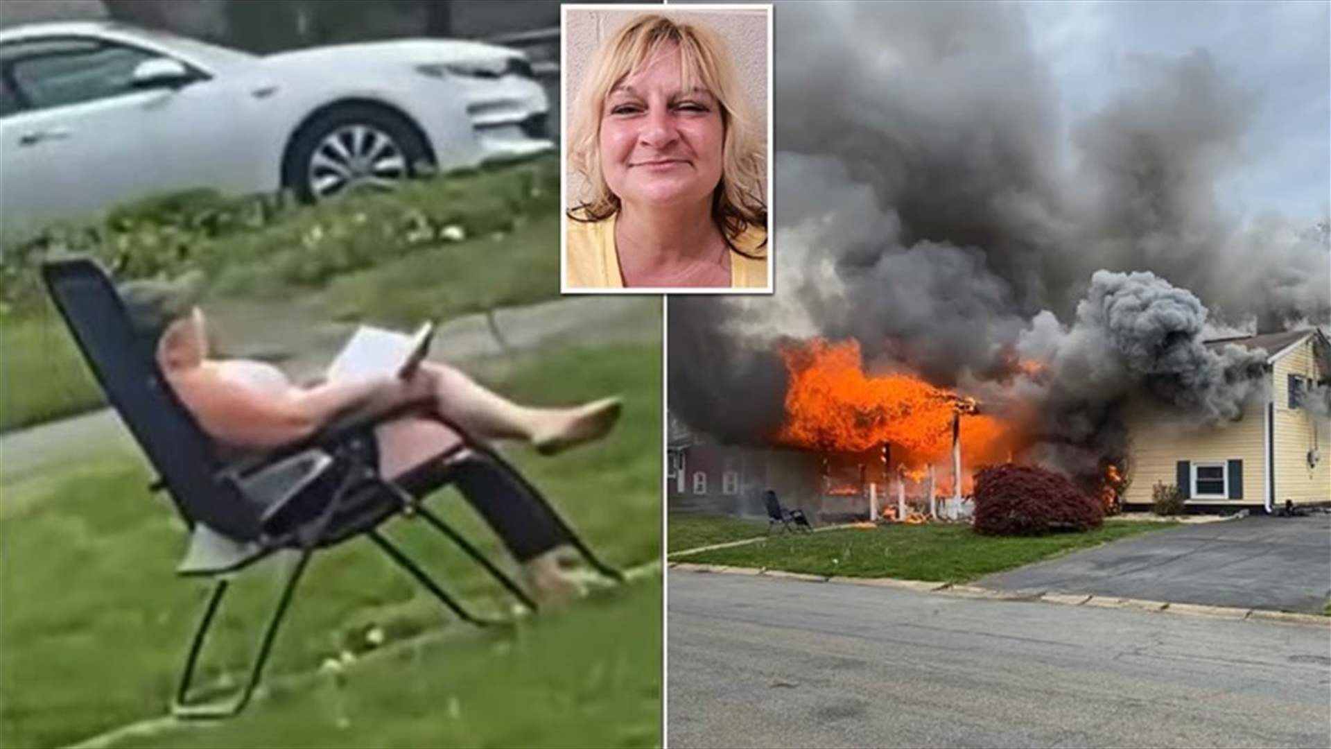 أحرقت المنزل بينما كانت امرأة بداخله... ثم جلست بهدوءٍ تراقب النيران (فيديو)
