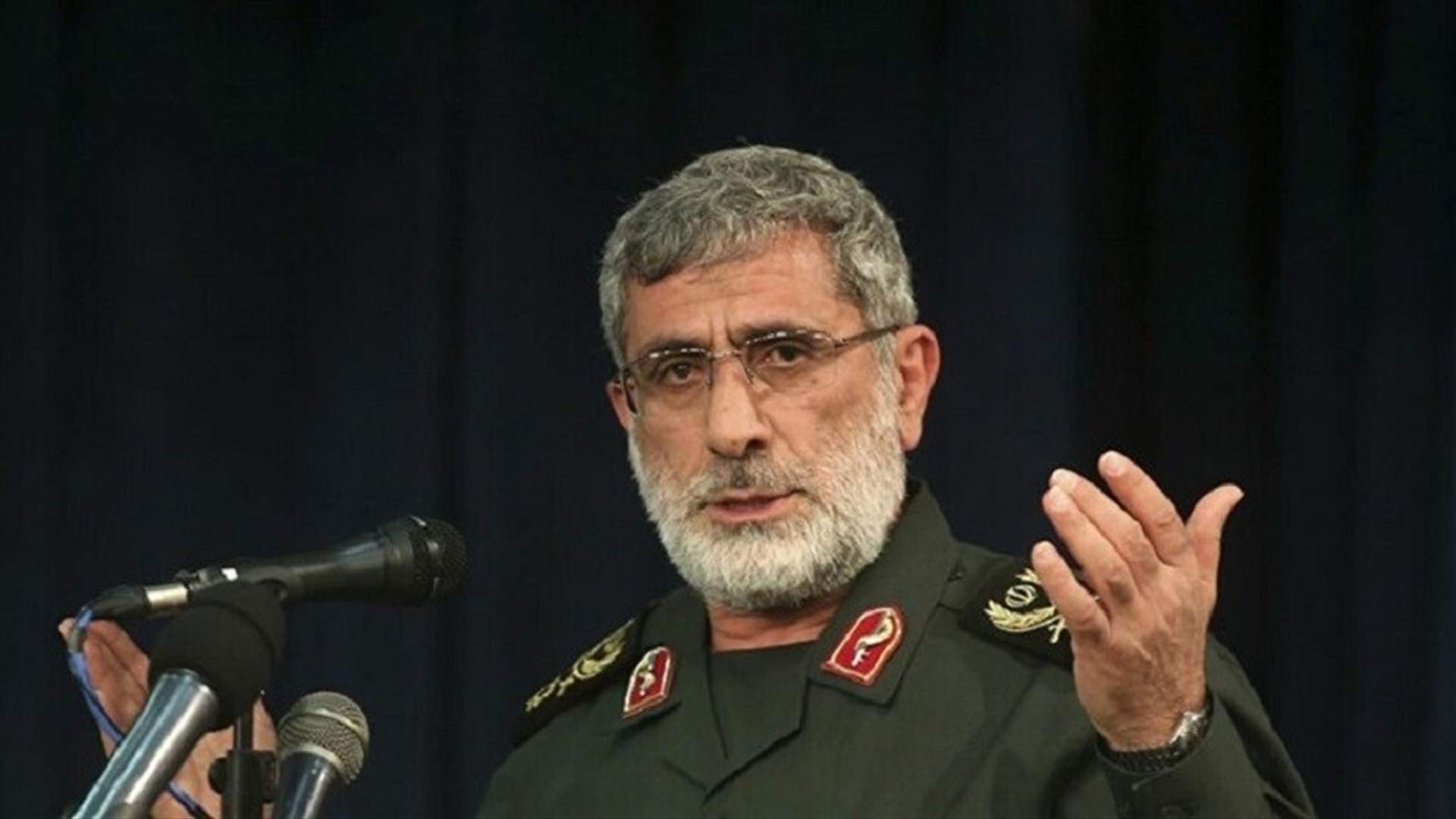قائد فيلق القدس يؤكد دعم إيران للفلسطينيين في مواجهة "جرائم" اسرائيل