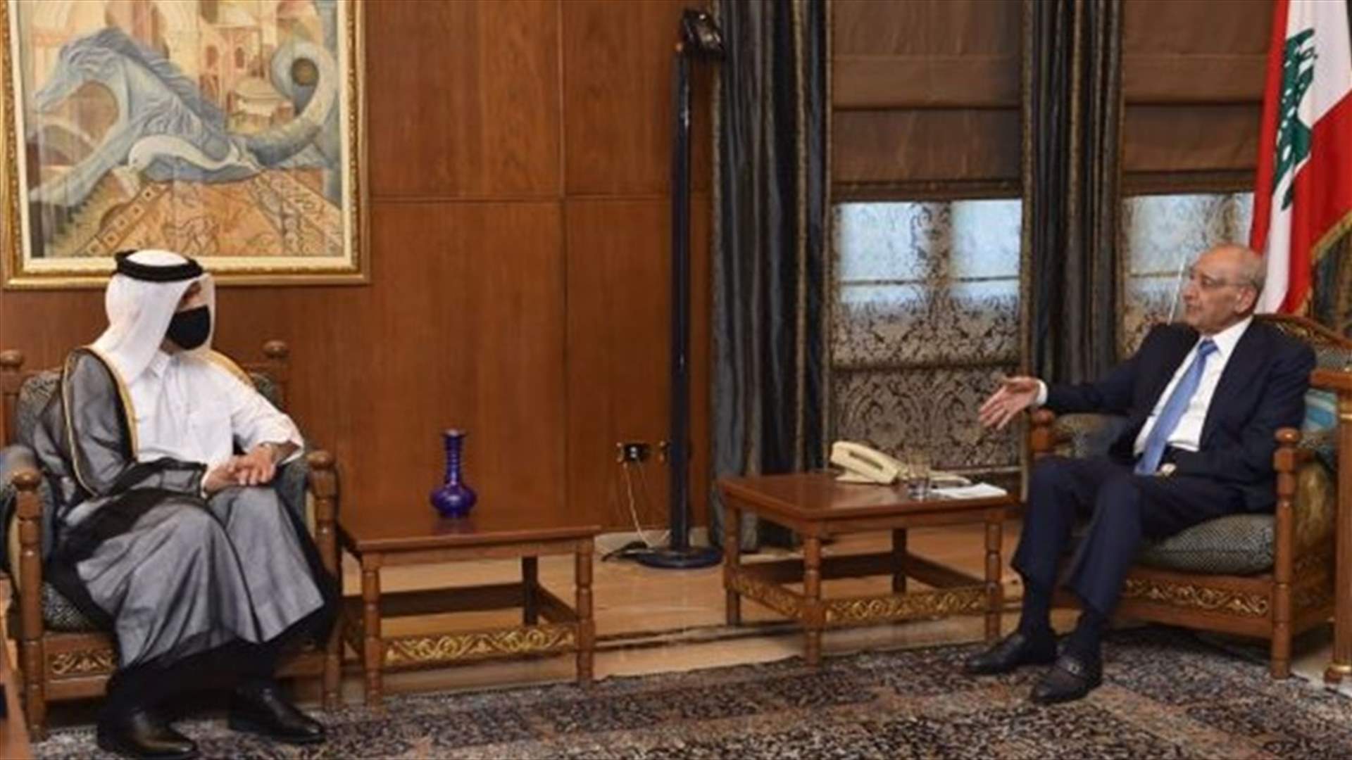 بري عرض مع وزير الخارجية القطري العلاقات والاوضاع في لبنان والمنطقة