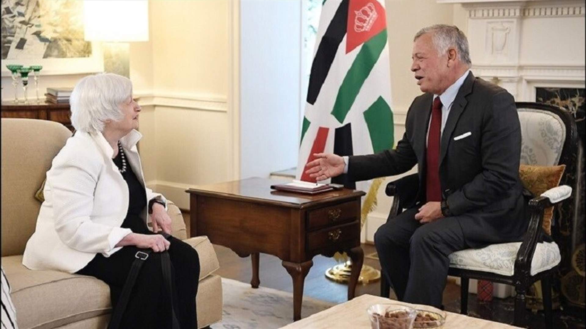 وزيرة الخزانة الأميركية لملك الأردن: ينبغي الاستمرار في الإصلاحات الاقتصادية