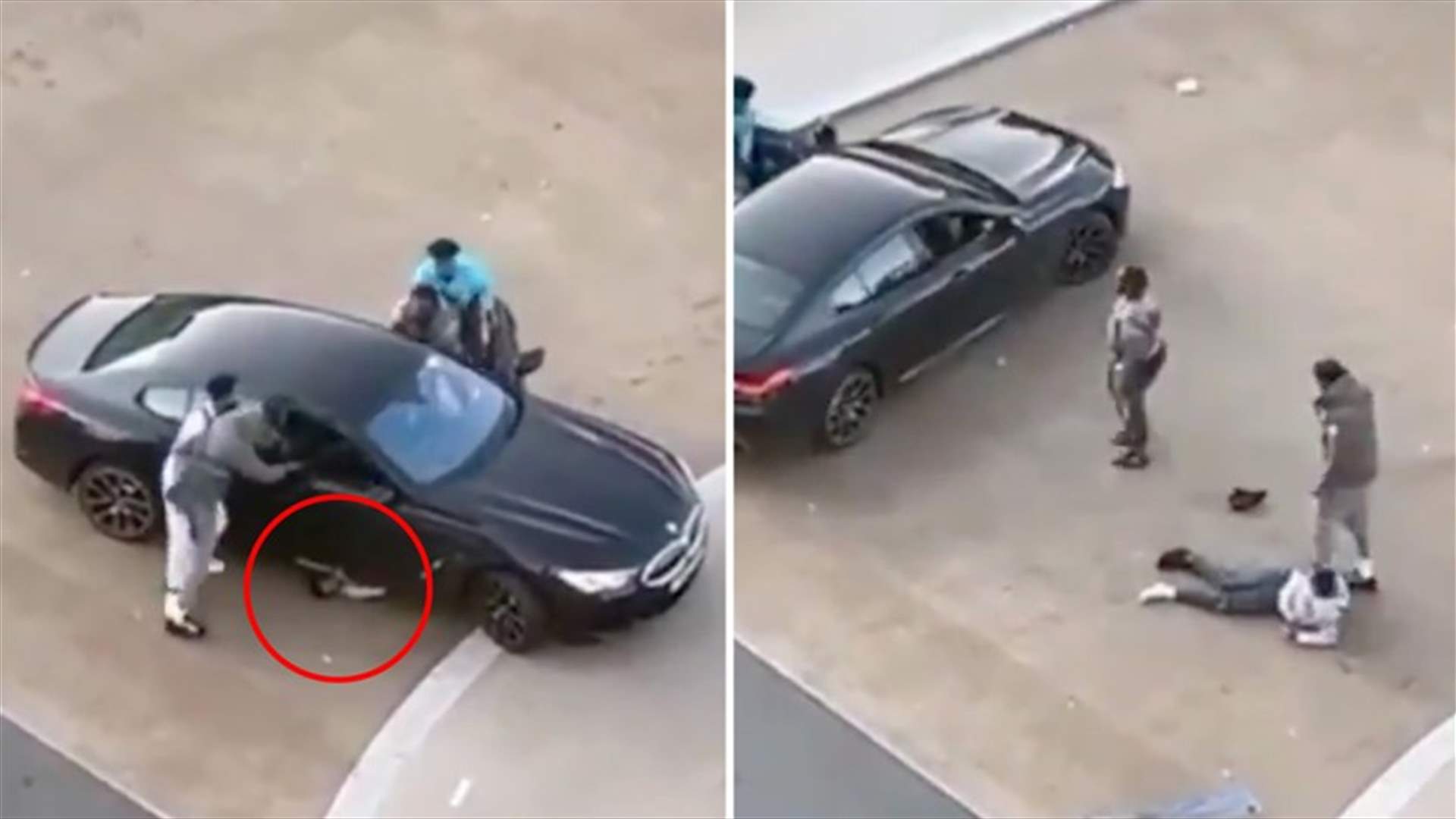 في مشهدٍ صادم... سيارة تدهس رجلاً أثناء شجار عنيف (فيديو)