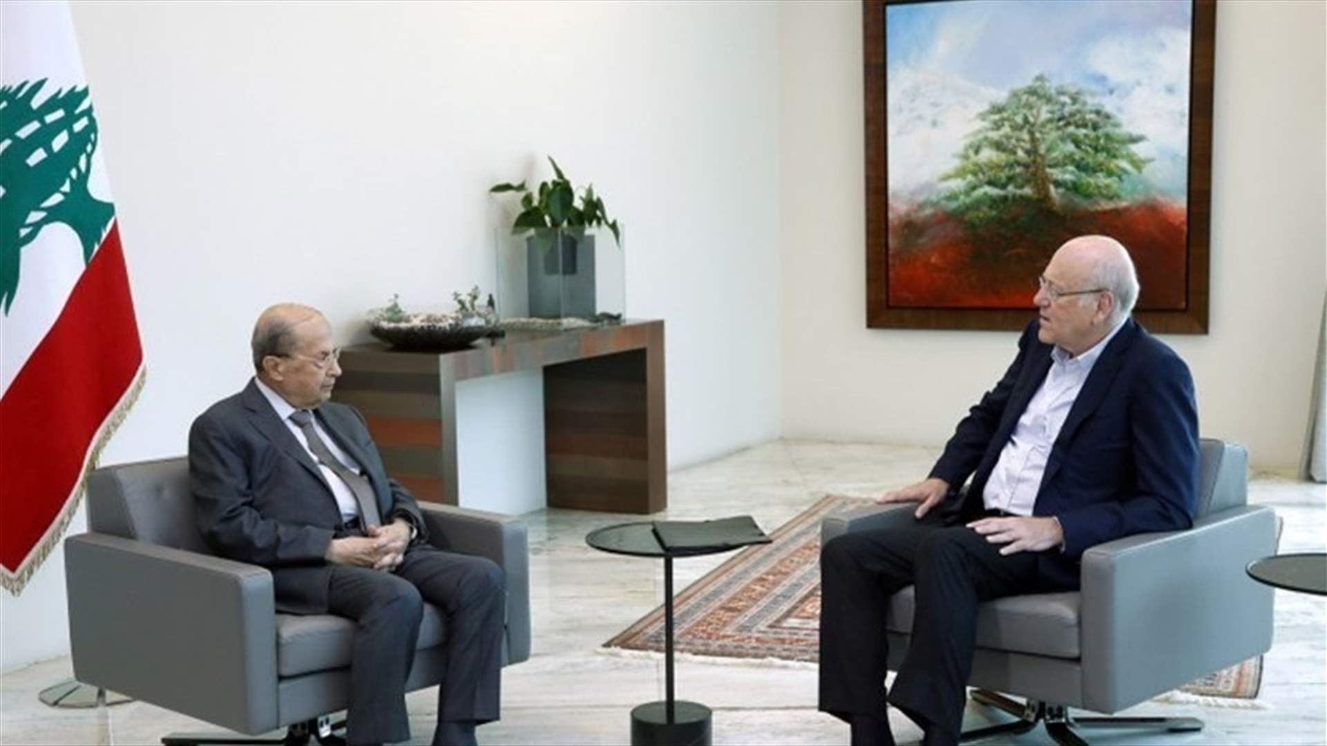 Mikati briefs Aoun on results of his meetings with ministerial committees and IMF