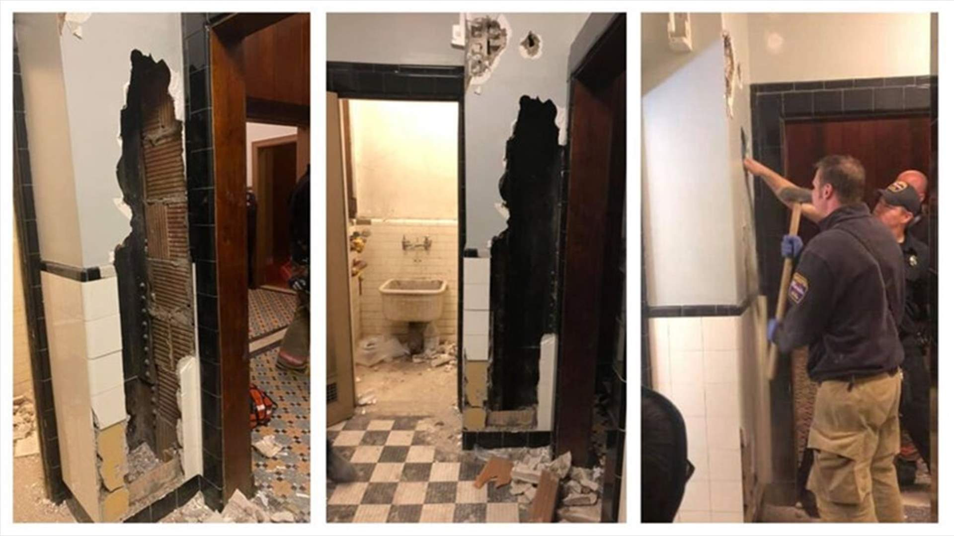 حادثة غريبة... العثور على رجل عارٍ عالقًا داخل جدران مسرح (صور)