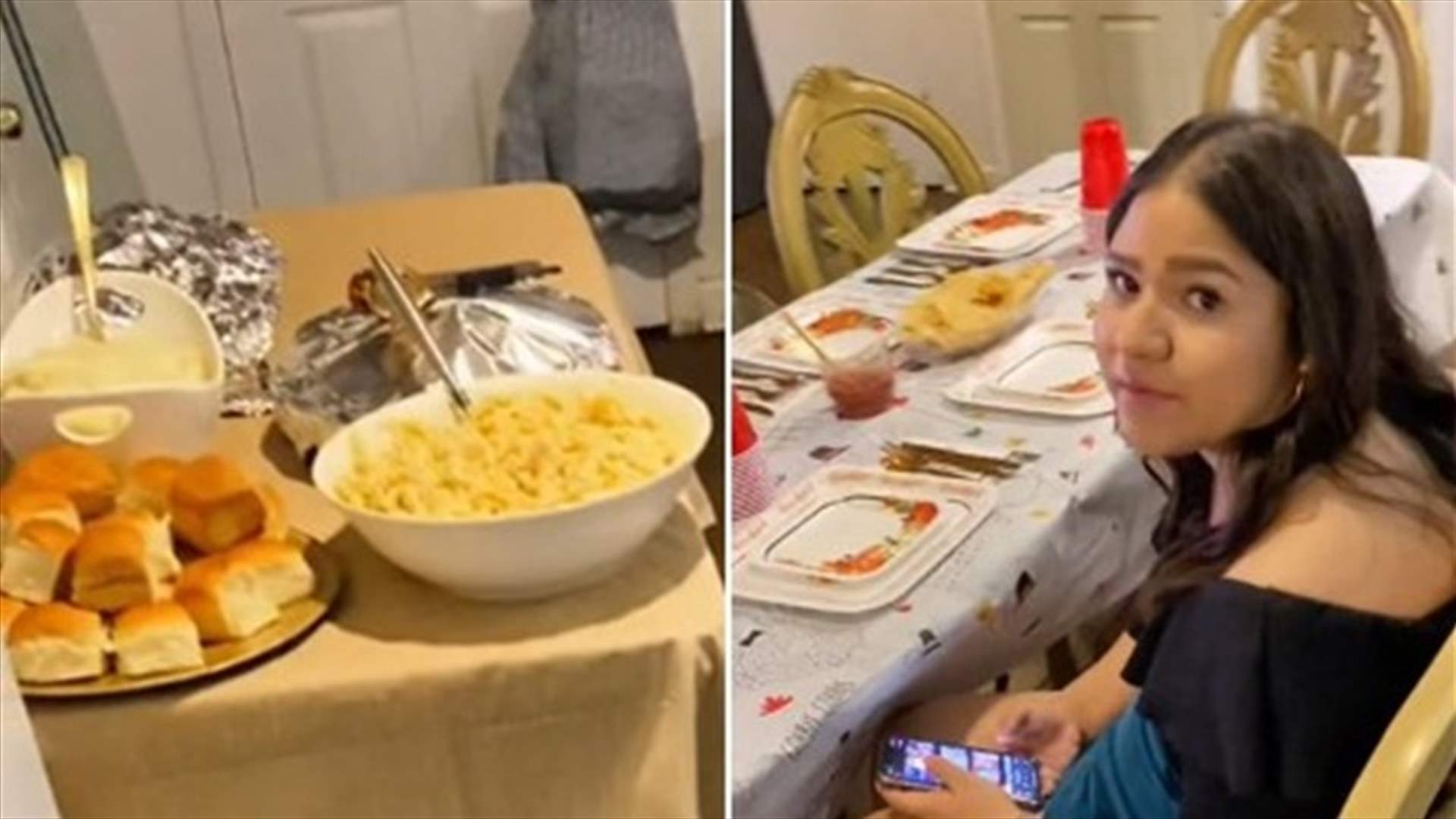 خيبة أمل كبيرة تُصيب فتاة في عيد الشكر... لم يحضر أحد إلى عشائها الخاصّ! (فيديو)