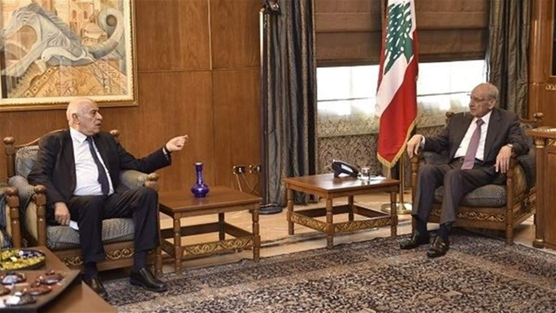 بري التقى وفد اللجنة المركزية في &quot;فتح&quot; وعرض الاوضاع العامة مع رشدي وشيا