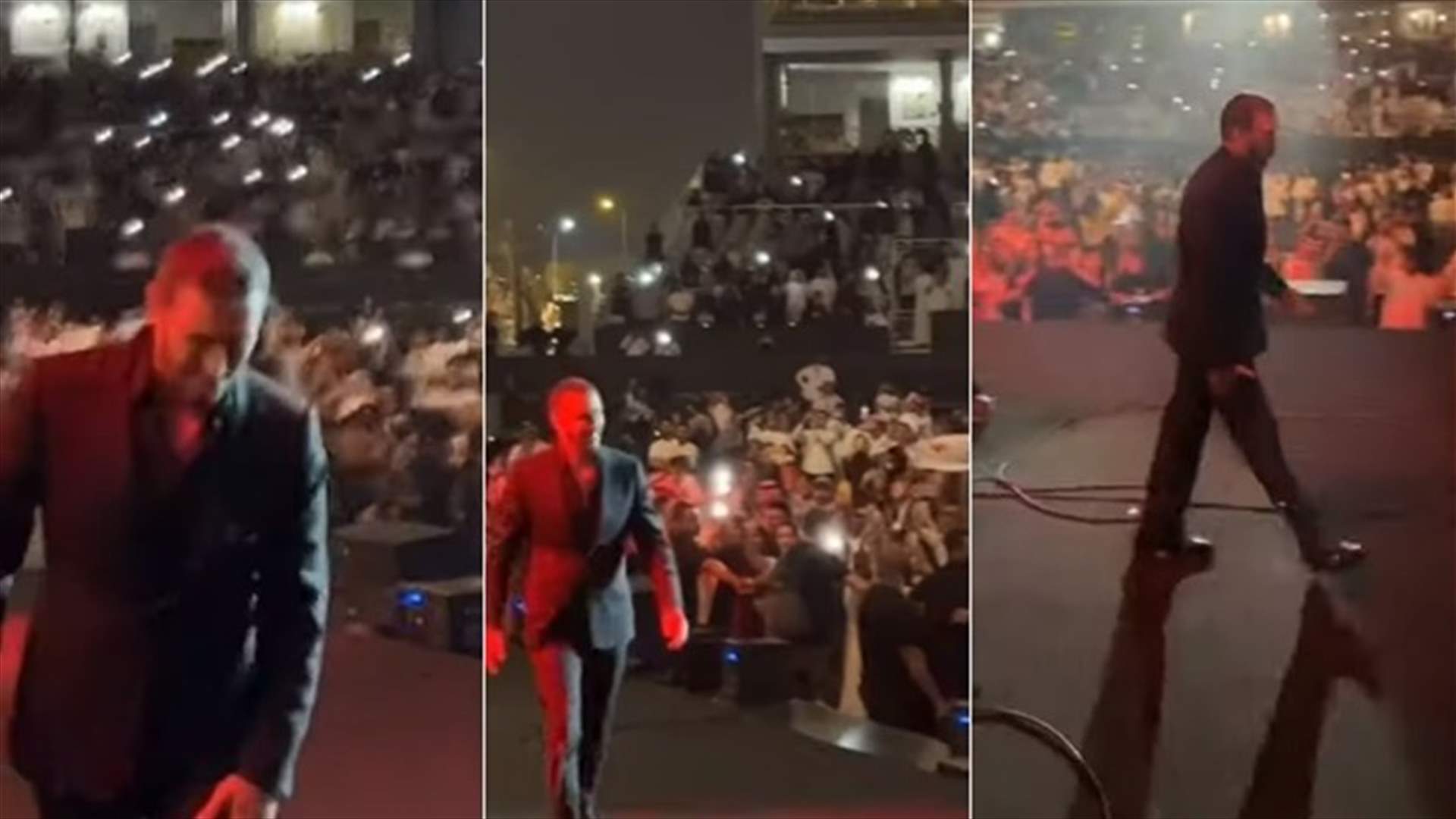 كاظم الساهر يواجه صعوبة في المشي... هل غنّى على المسرح برجلٍ مكسورة؟ (فيديو)