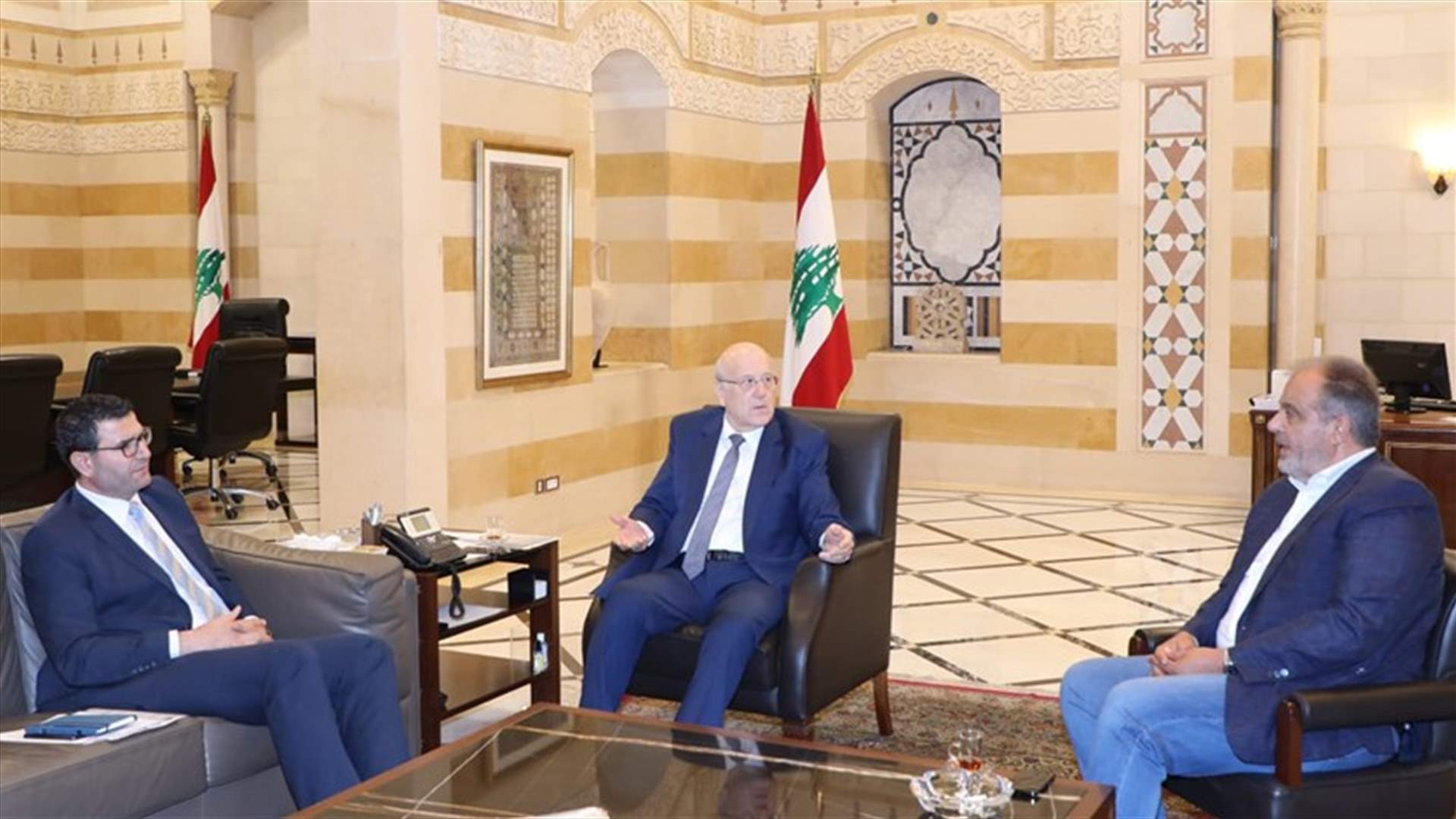 ميقاتي اجتمع ببوشكيان والحاج حسن وبحثوا في الأمن الغذائي وتخليص البضائع من المرفأ