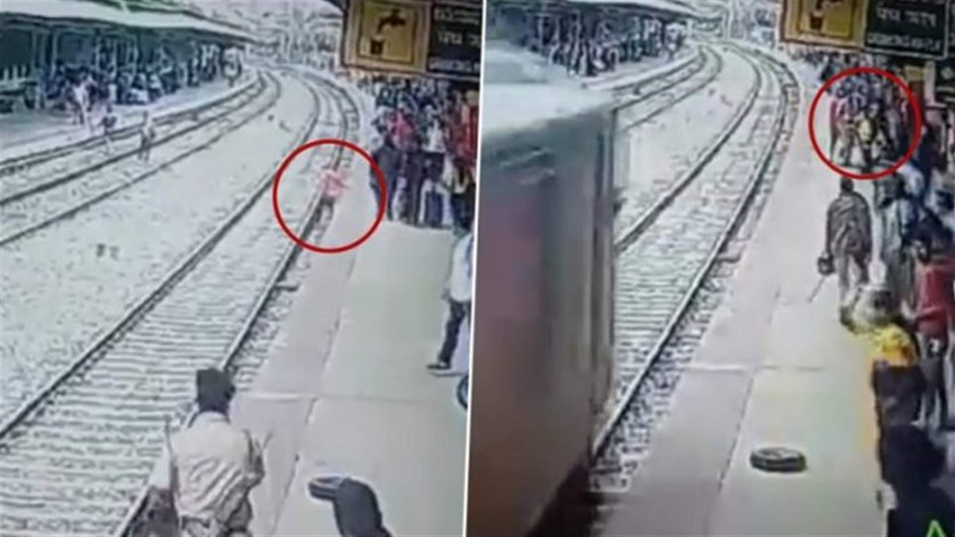 قبل ثوان من مرور القطار...إنقاذ رجل هندي من الدهس تحت عجلاته
