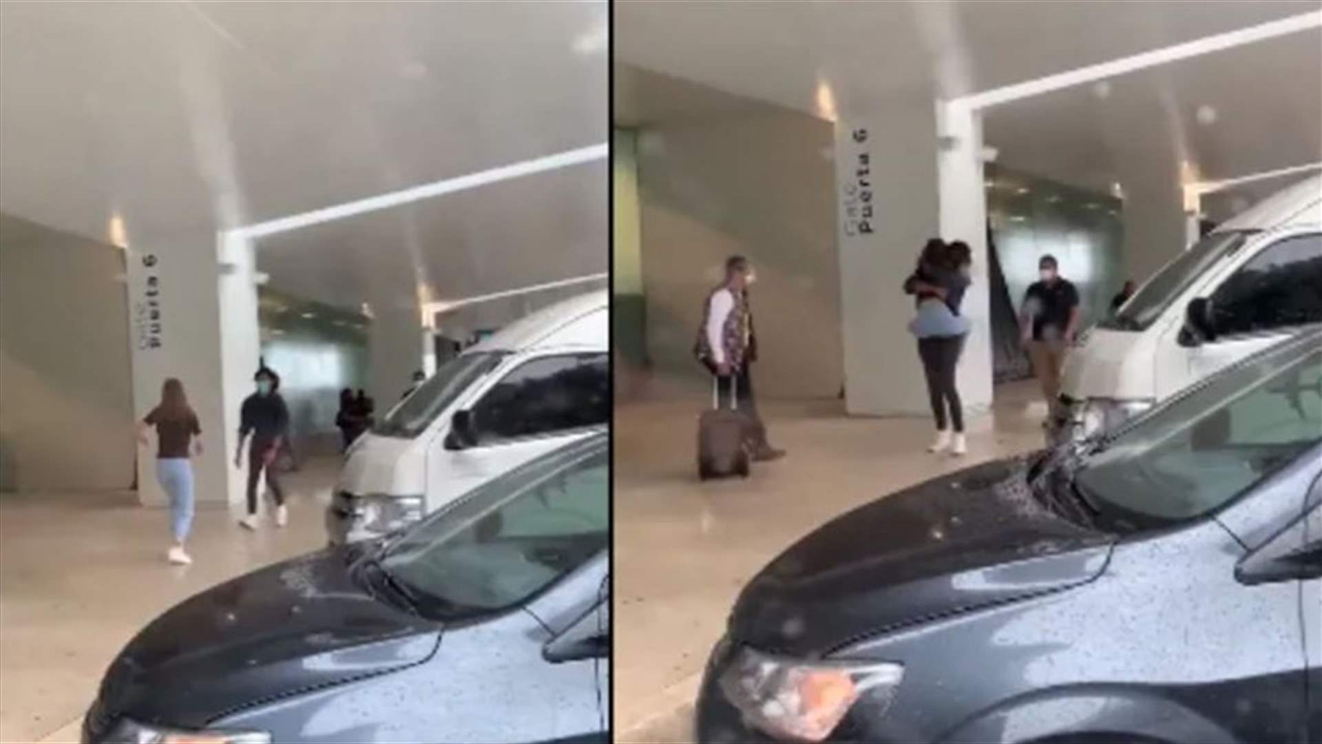ركضت نحو حبيبها لمعانقته في المطار... فوقعا! (فيديو)