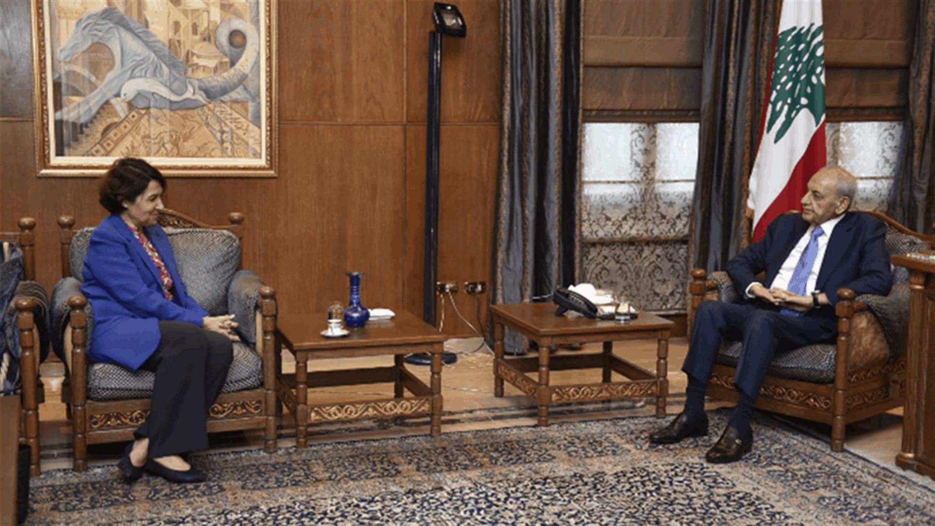 بري عرض الاوضاع مع السفيرة الفرنسية واستقبل الامين العام للاتحاد البرلماني العربي
