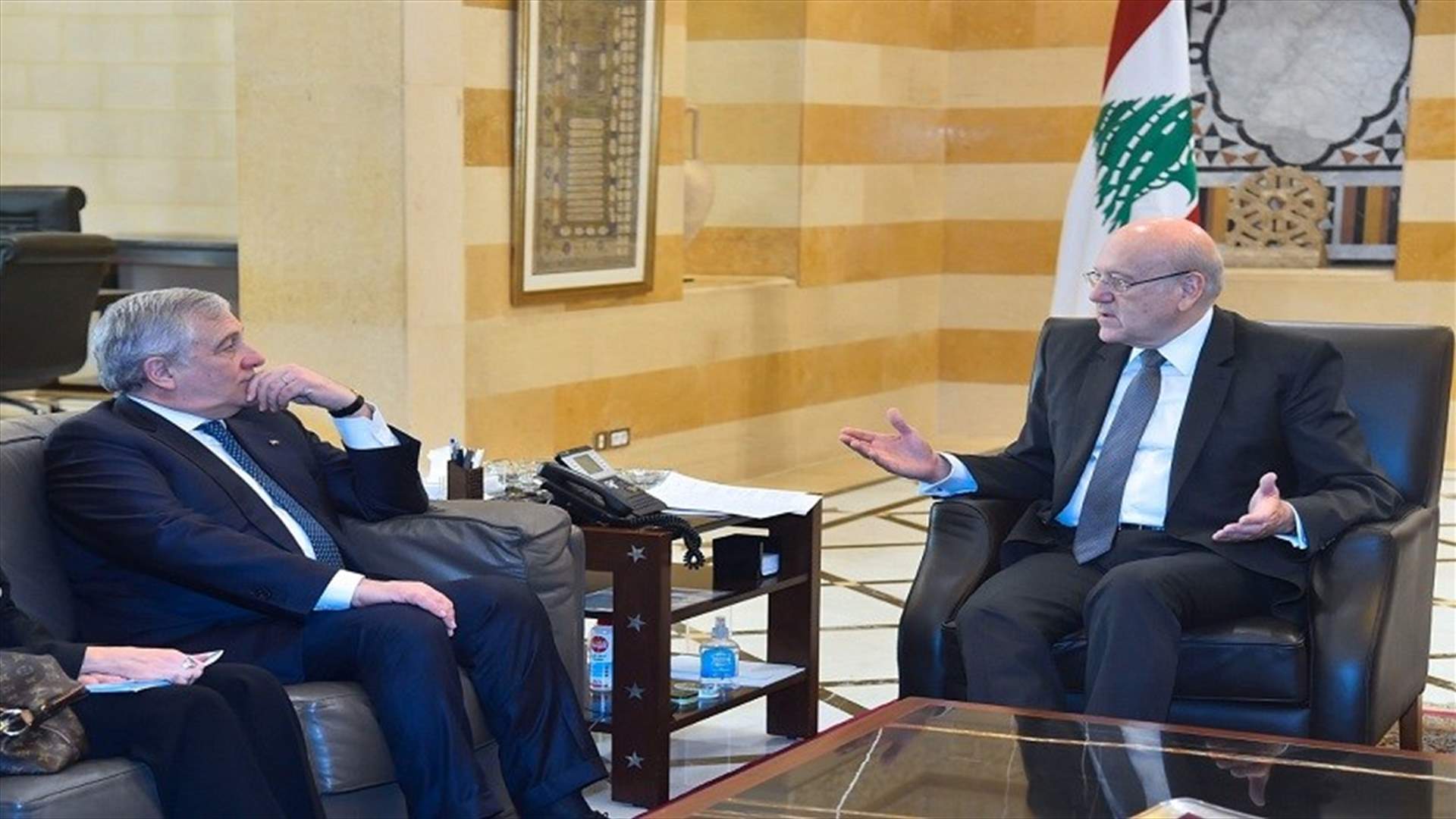 ميقاتي استقبل وزير الخارجية الايطالي ووفدا من المنتدى الاقتصادي وعرض الاوضاع البيئية في صيدا مع نائبيها والحريري