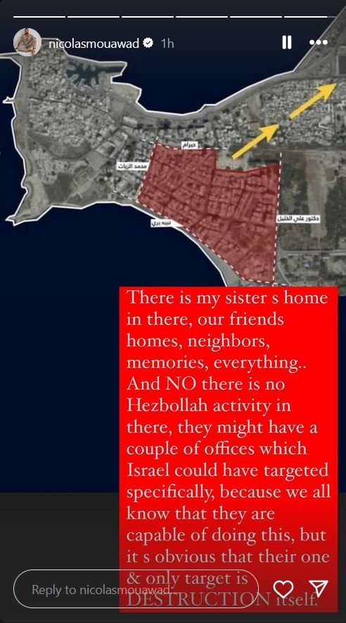 في ظل التصعيد الخطير على صور وضواحيها... نيكولا معوض يجدد الصرخة: هدفها الوحيد هو التدمير