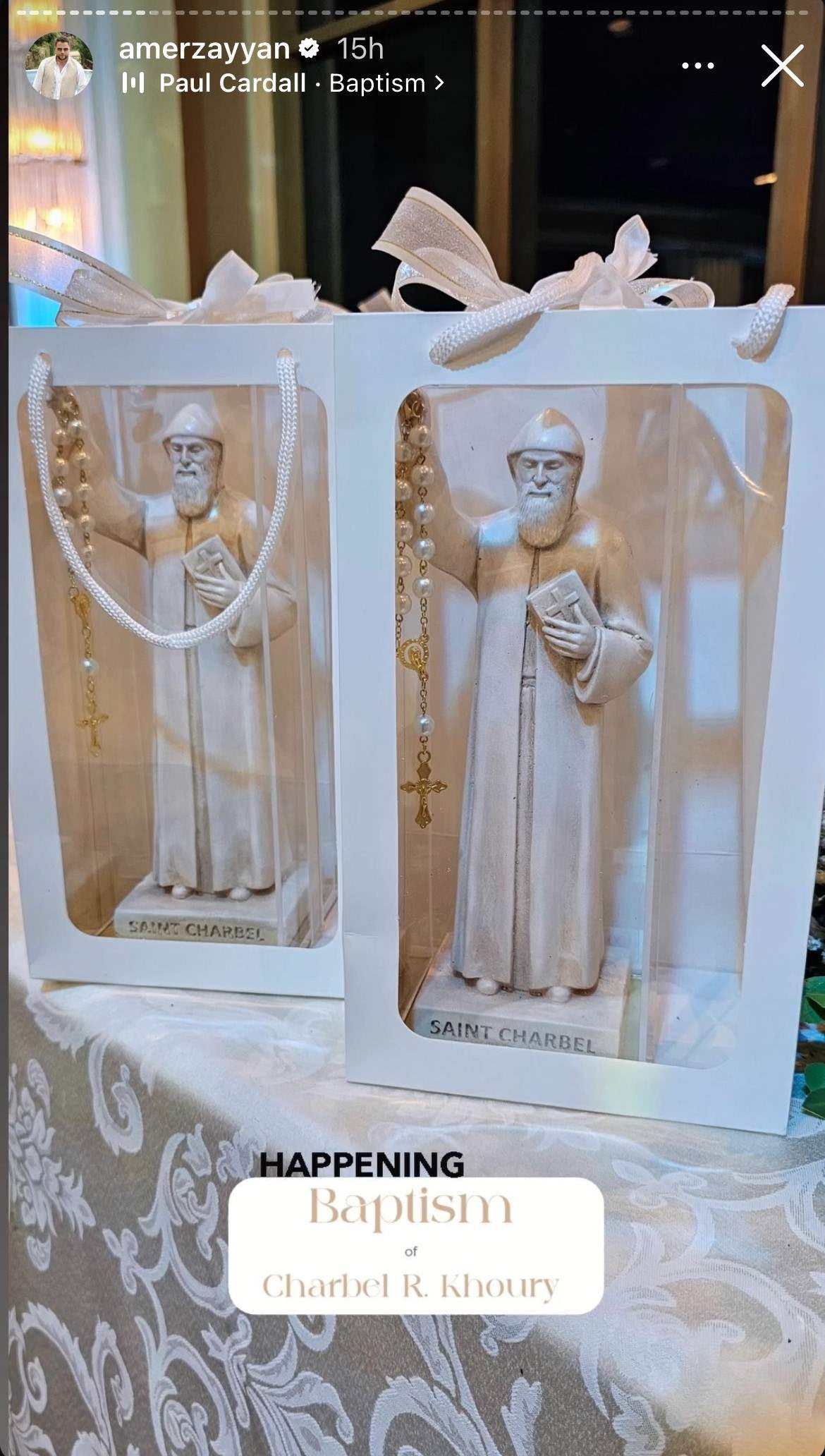 بحضور جبران باسيل.. عامر زيان يحتفل بمعمودية طفله في حفل أشبه بالزفاف (صور)