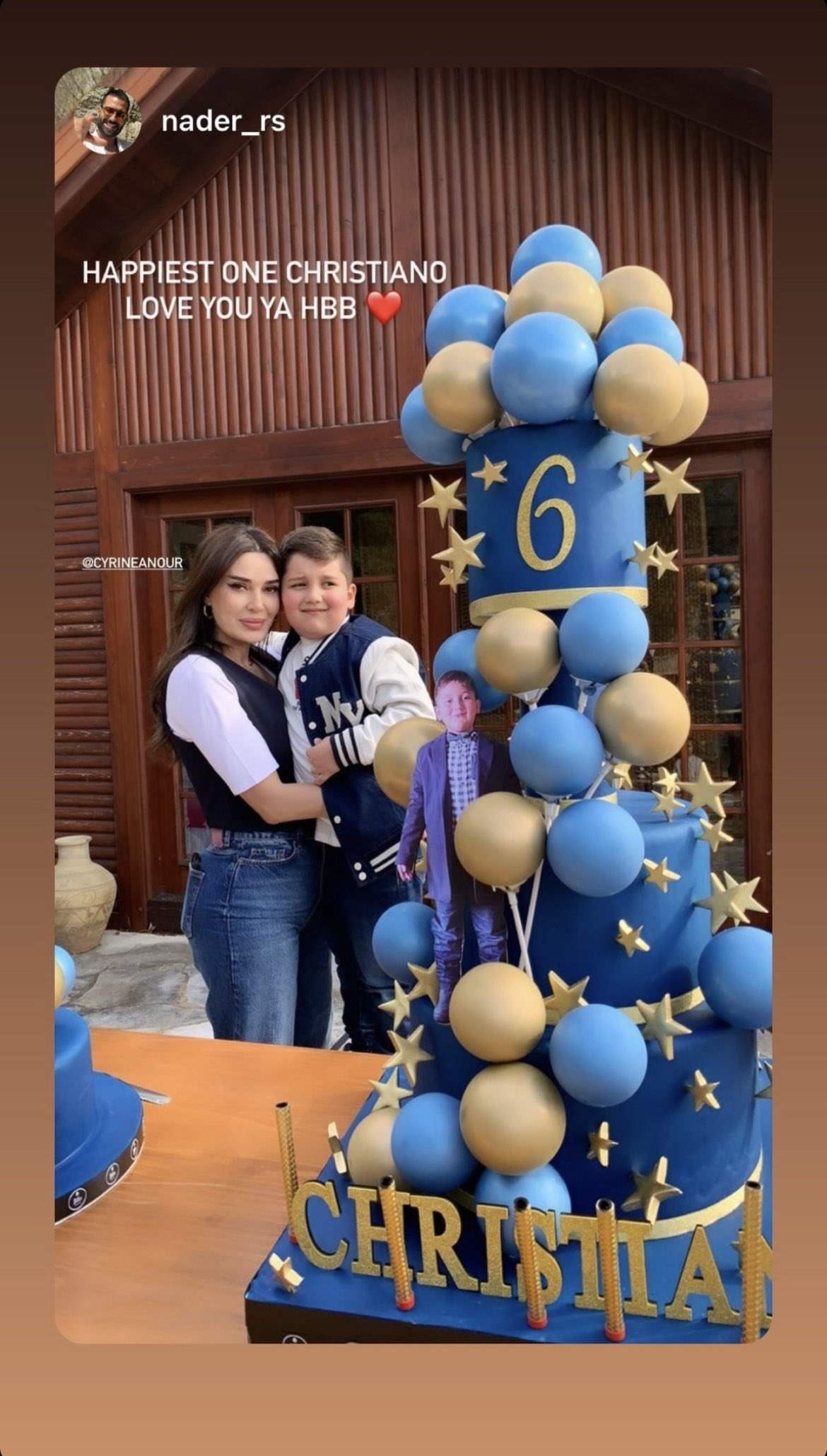 مع قالب حلوى ضخم... هكذا احتفلت سيرين عبد النور بعيد ميلاد ابنها كريستيانو (صور)