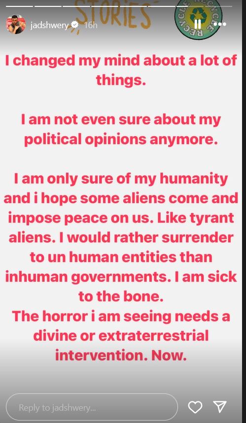 جاد شويري: أفضل الخضوع لسيطرة الكائنات الفضائية بدلا من الحكومات غير الإنسانية