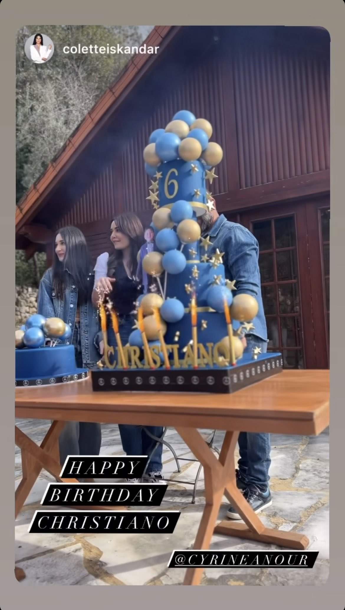 مع قالب حلوى ضخم... هكذا احتفلت سيرين عبد النور بعيد ميلاد ابنها كريستيانو (صور)