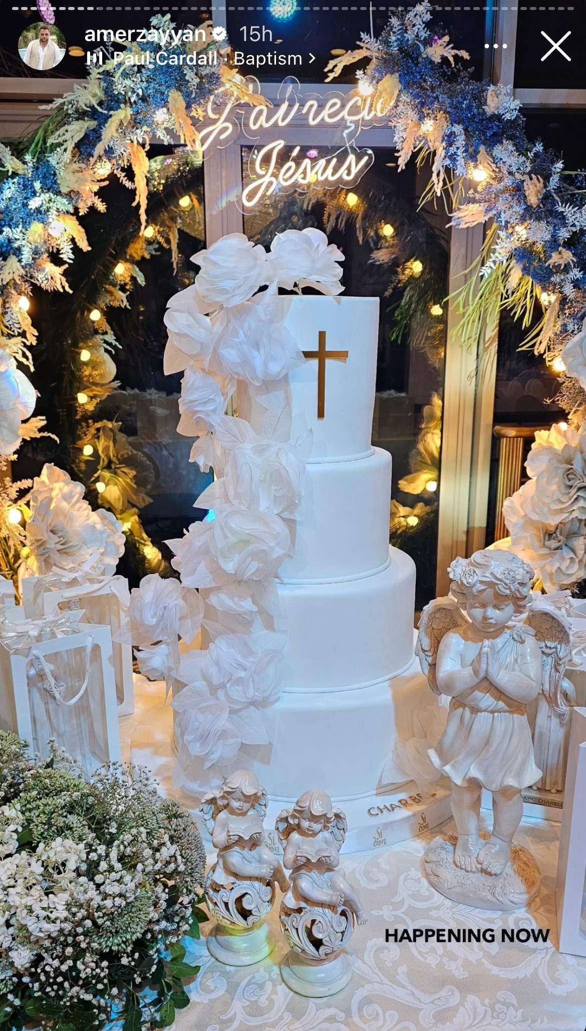 بحضور جبران باسيل.. عامر زيان يحتفل بمعمودية طفله في حفل أشبه بالزفاف (صور)