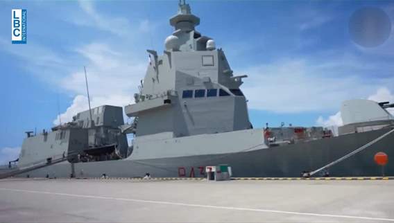 An Italian ship docks at Beirut Port