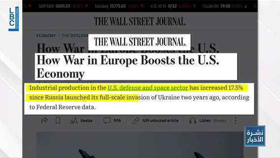 حرب أوكرانيا..تدعم الاقتصاد الاميركي؟